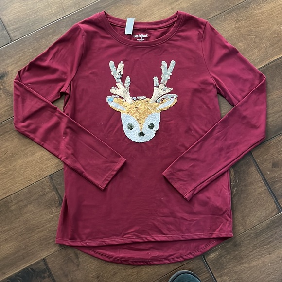 Adorable Cat & Jack Reindeer Top with Sequins - Picture 2 of 3